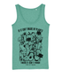 Mid heather green vest with a black print - If it isn&