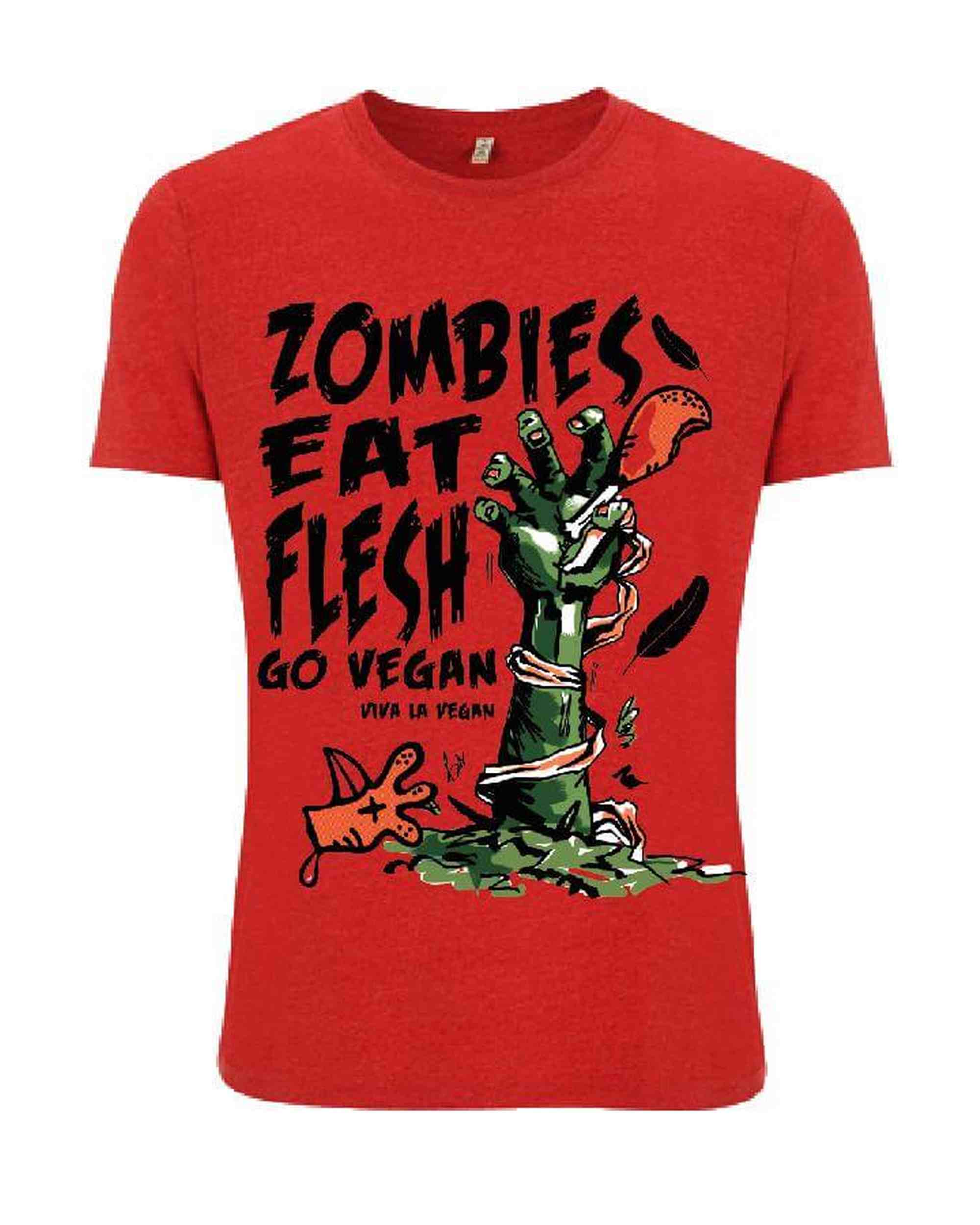 "Zombies Eat Flesh - Go Vegan" Vegan T-shirt (unisex)
